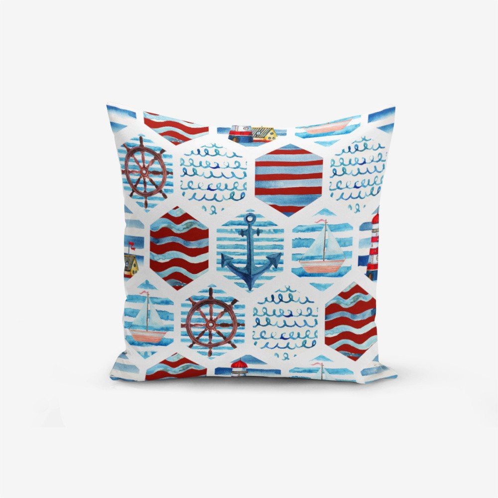 Povlak na polštář s příměsí bavlny Minimalist Cushion Covers Dark Red Blue See Concept Duro, 45 x 45 cm v:1166610