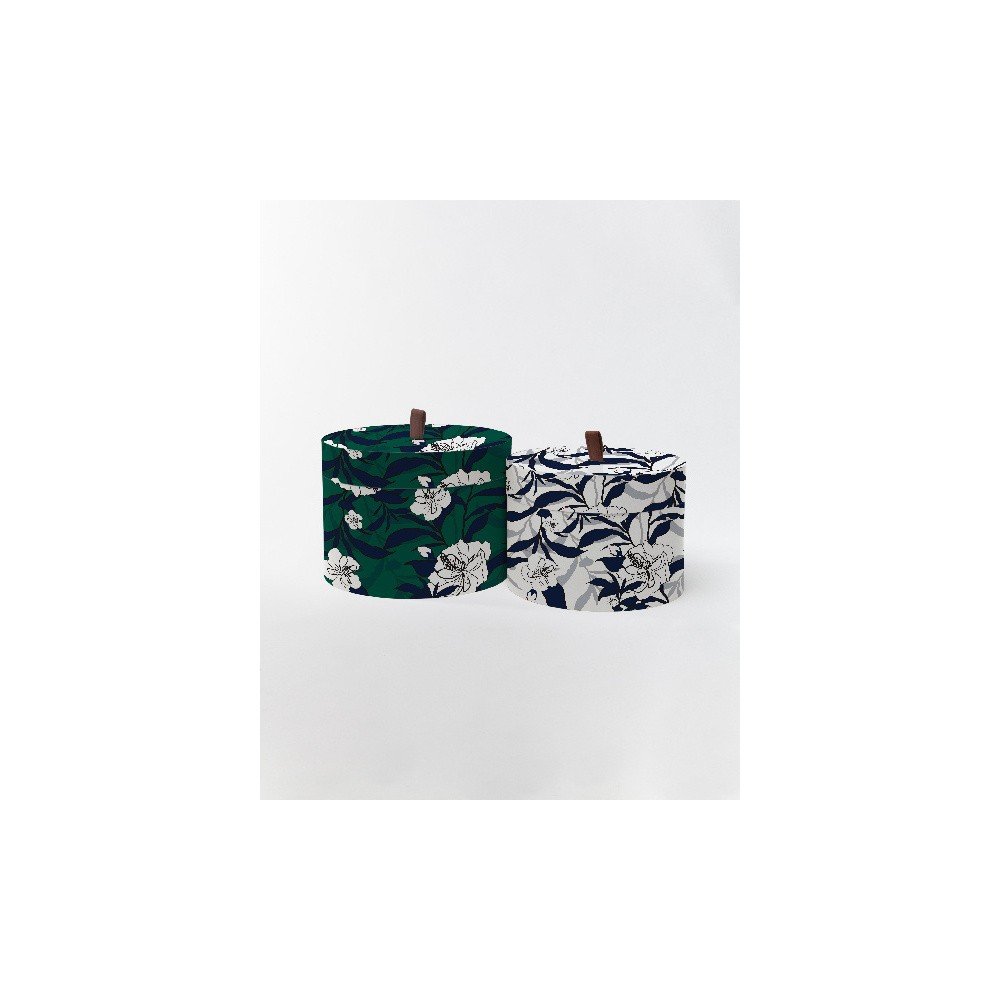 Kulaté úložné krabice Surdic Round Boxes Green Flowers s motivem květin, 30 x 30 cm v:1190184