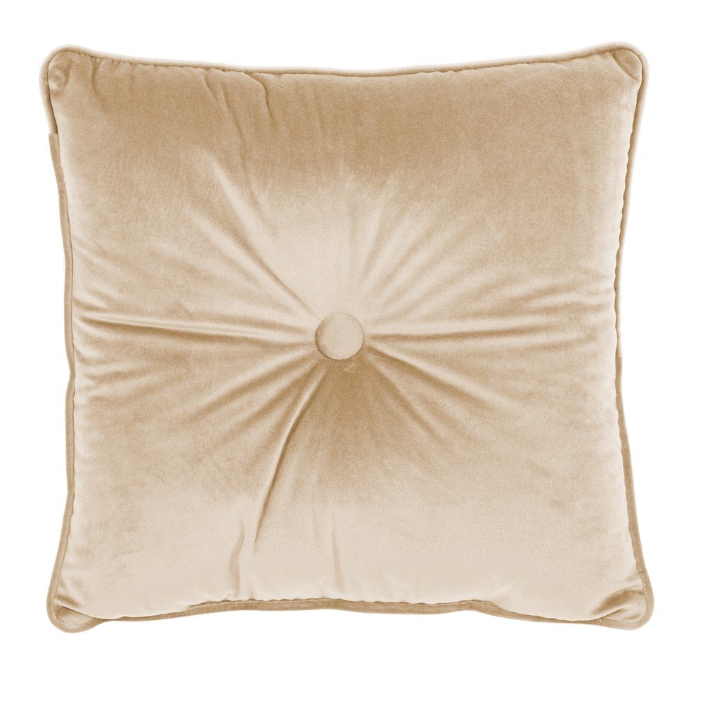 Světle béžový polštář Tiseco Home Studio Velvet Button, 45 x 45 cm v:1281054
