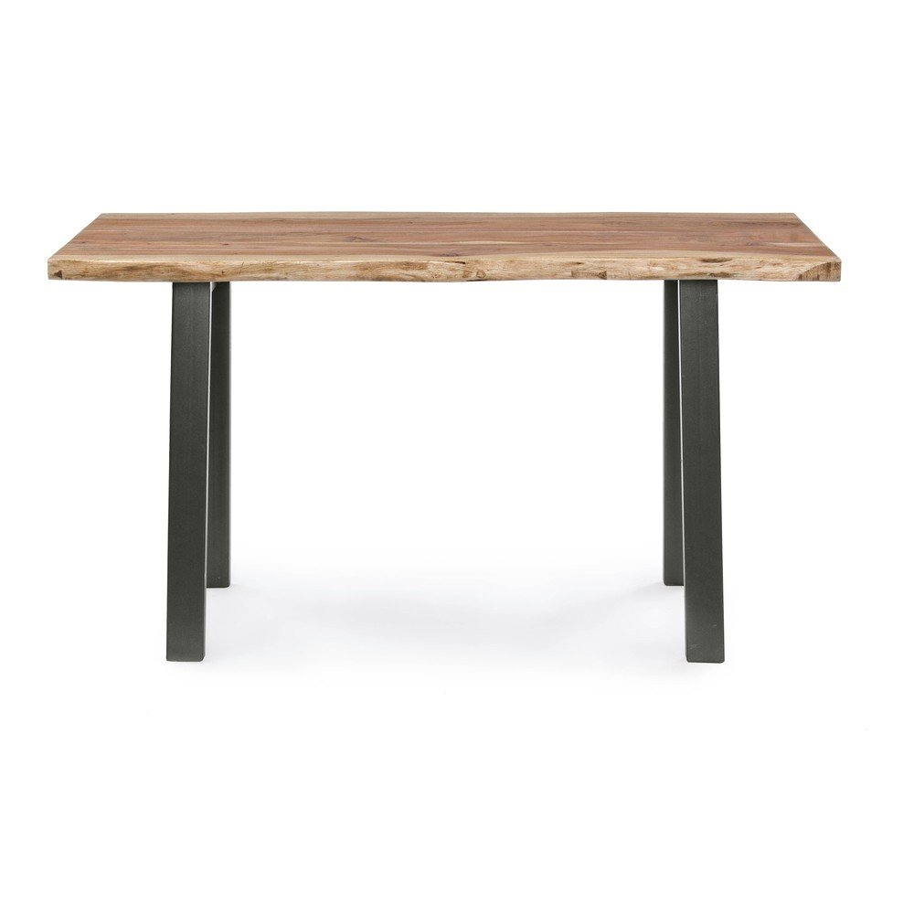 Černý/v přírodní barvě konzolový stolek s deskou z akácie 45x130 cm Aron – Bizzotto v:959252