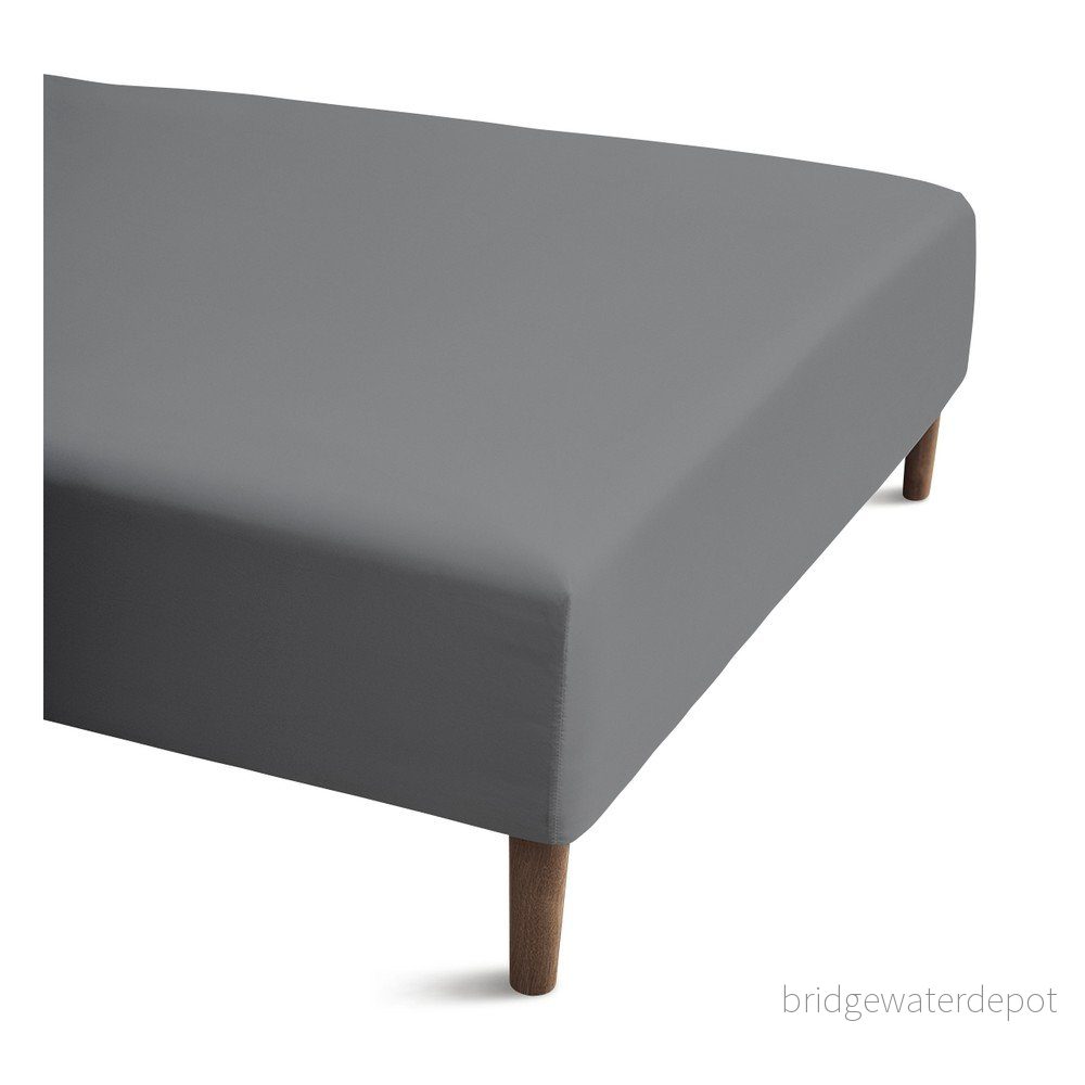 Šedé napínací prostěradlo z bavlněného perkálu 160x200 cm Percale – JUNA v:1558684
