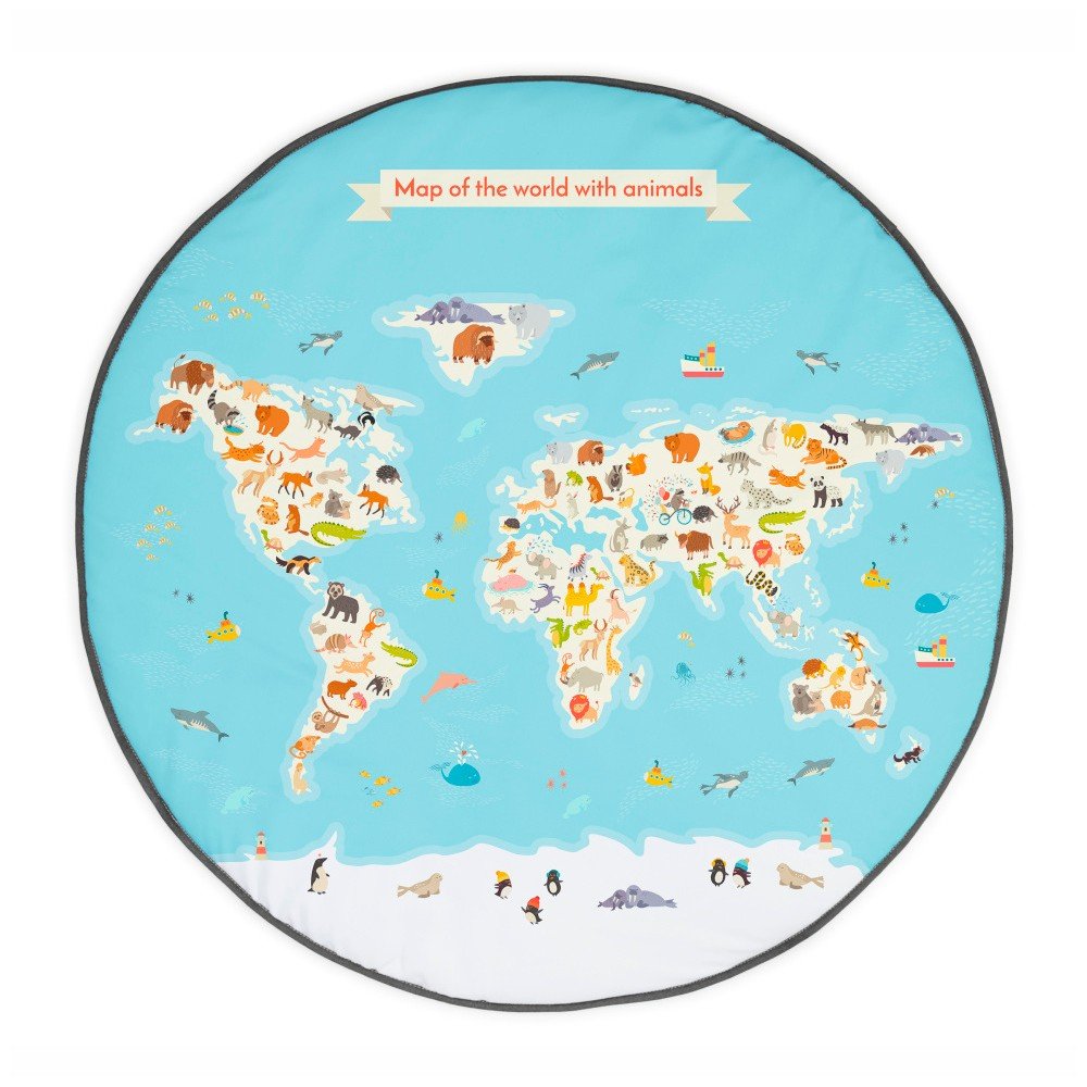 Bavlněná předložka Tanuki Worldmap, ⌀ 90 cm v:1257980