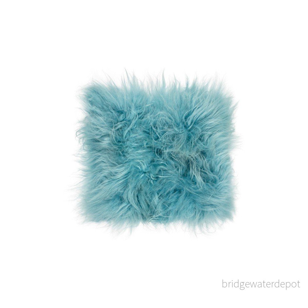 Tyrkysový kožešinový podsedák s dlouhým chlupem Arctic Fur Eglé, 37 x 37 cm v:989248