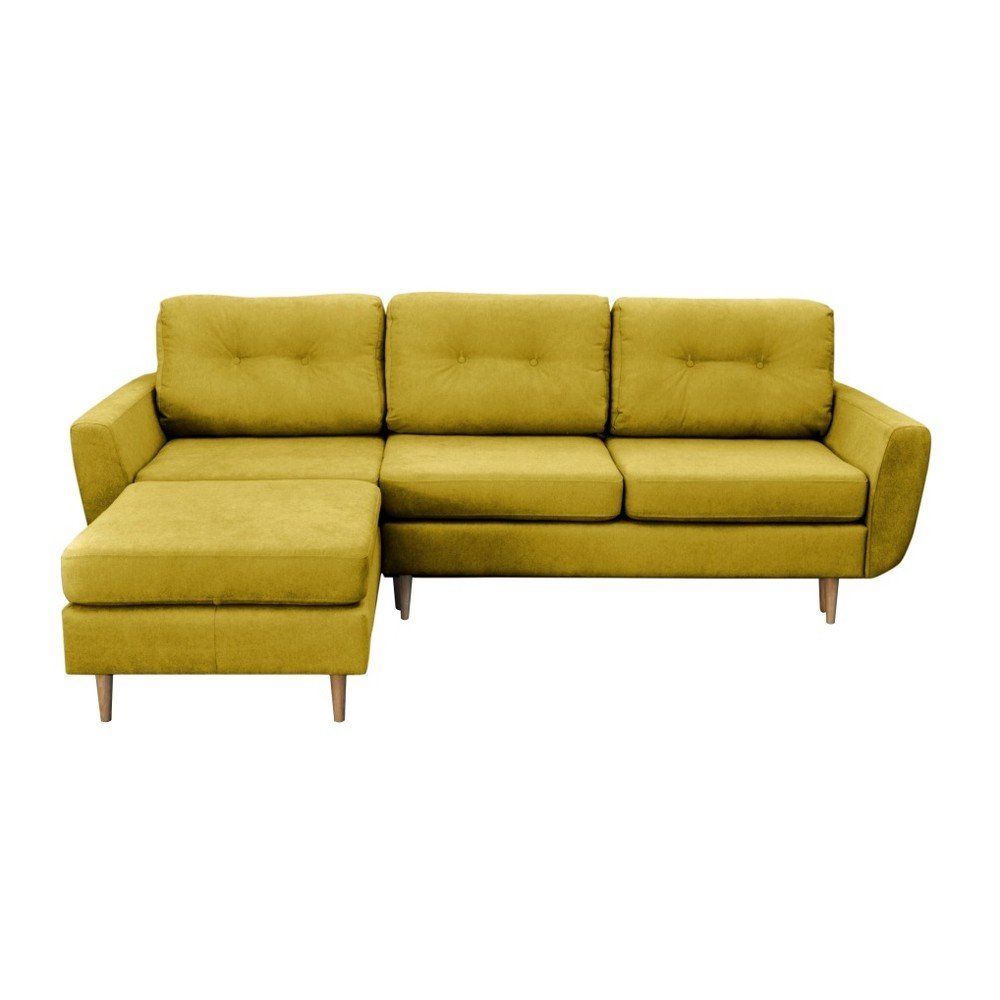 Hořčicově žlutá rozkládací pohovka se světlými nohami Mazzini Sofas Tulipe, levý roh v:960168