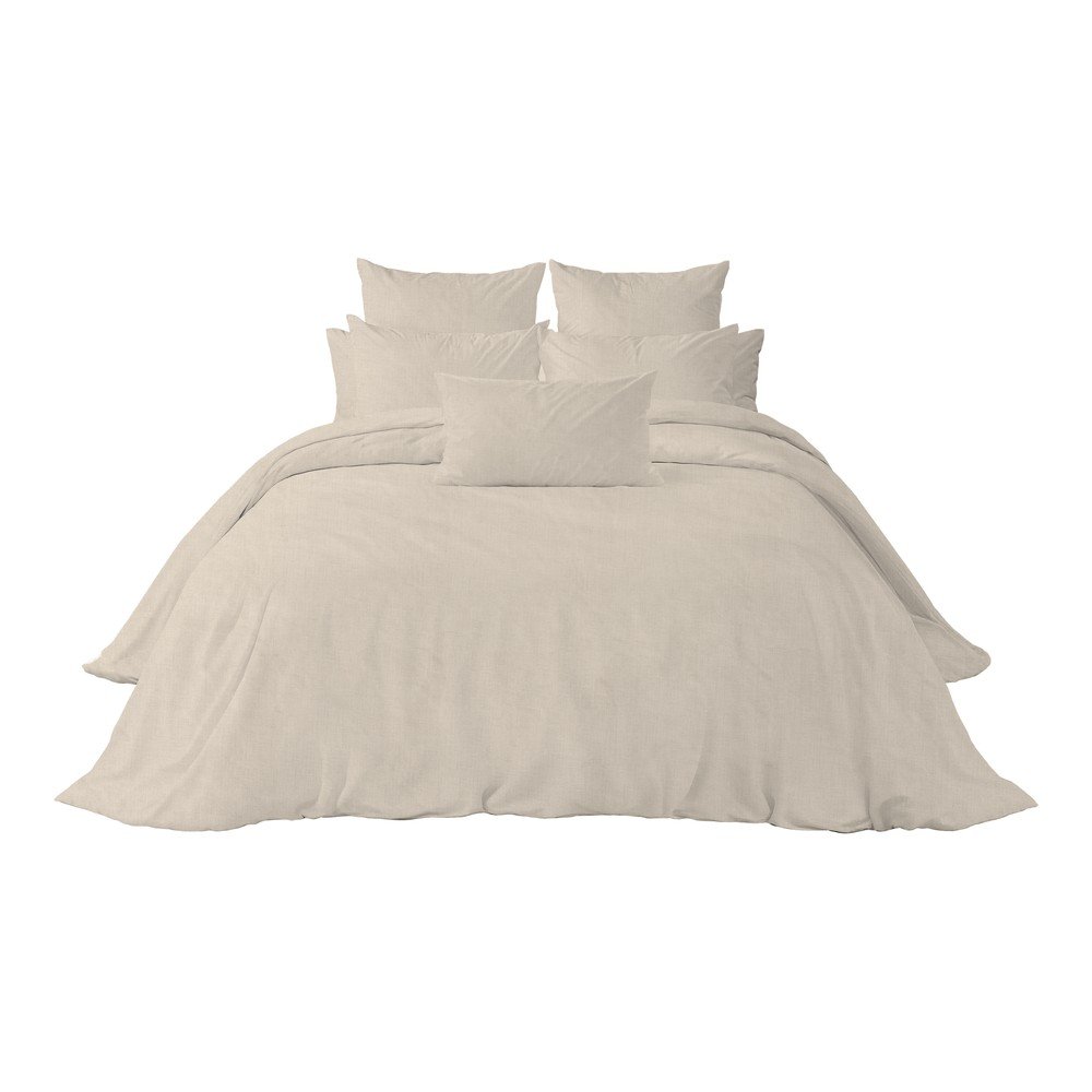 Set béžového bavlněného povlaku na peřinu a 2 polštáře s příměsí lnu L'Officiel Interiors Les Essentiels, 220 x 240 cm v:1317838
