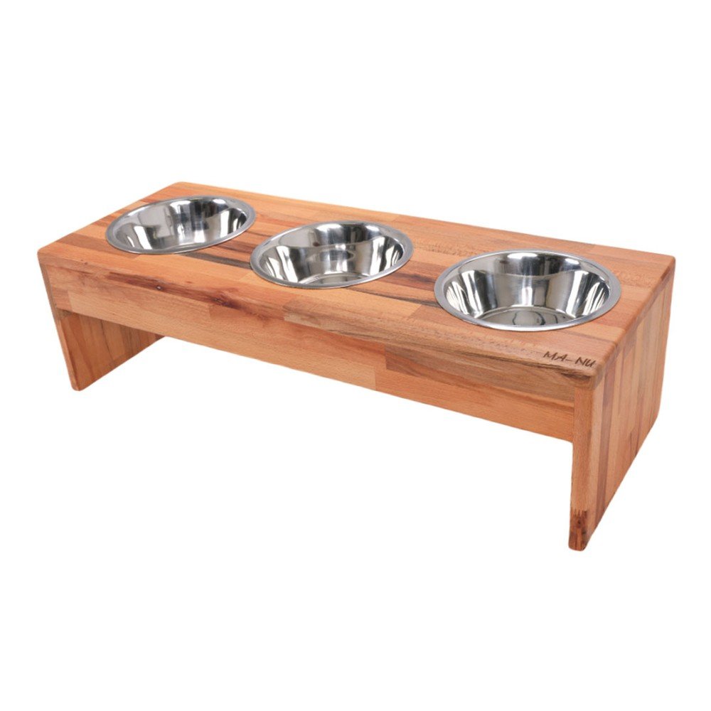 Dřevěný set misek pro psa s podstavcem Three L – MA-NU v:1644766 Dřevěný set misek pro psa s podstavcem Three L – MA-NU v:1644766