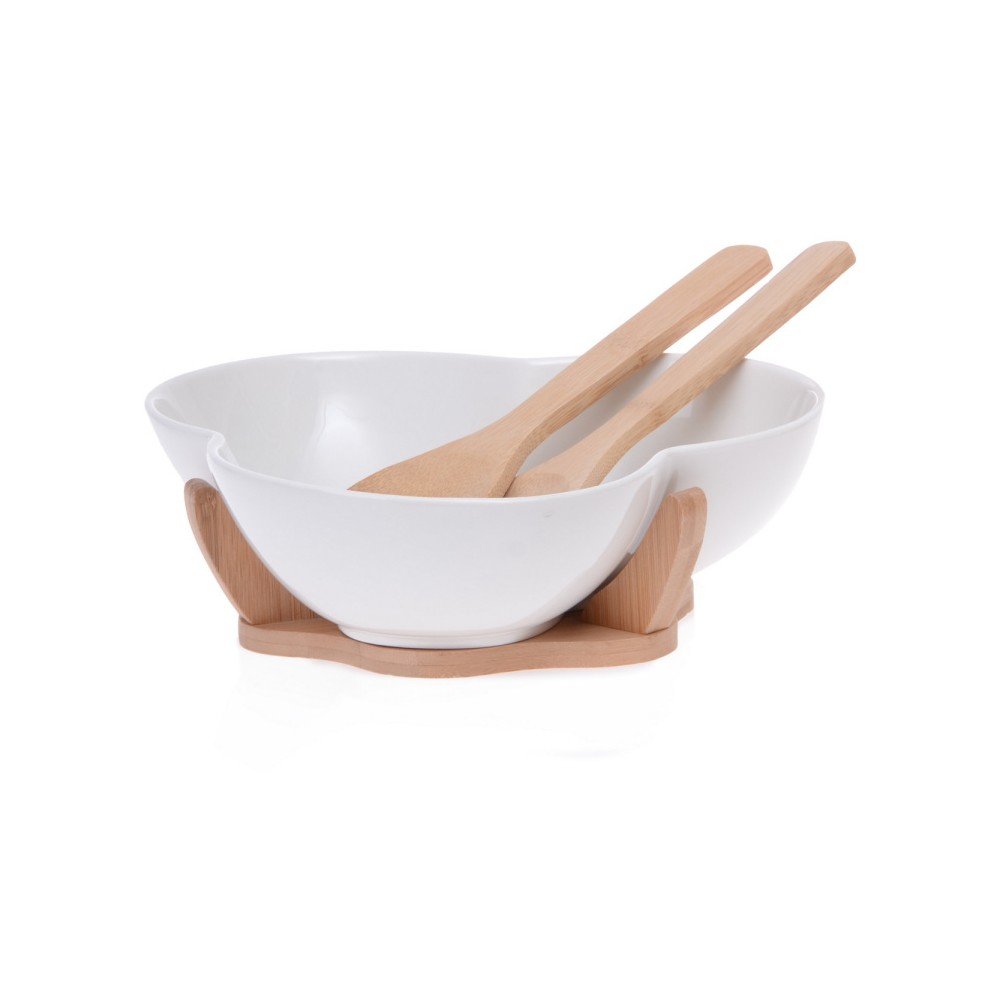 Porcelánová miska na salát s bambusovým stojanem a naběračkami Irene v:1268478
