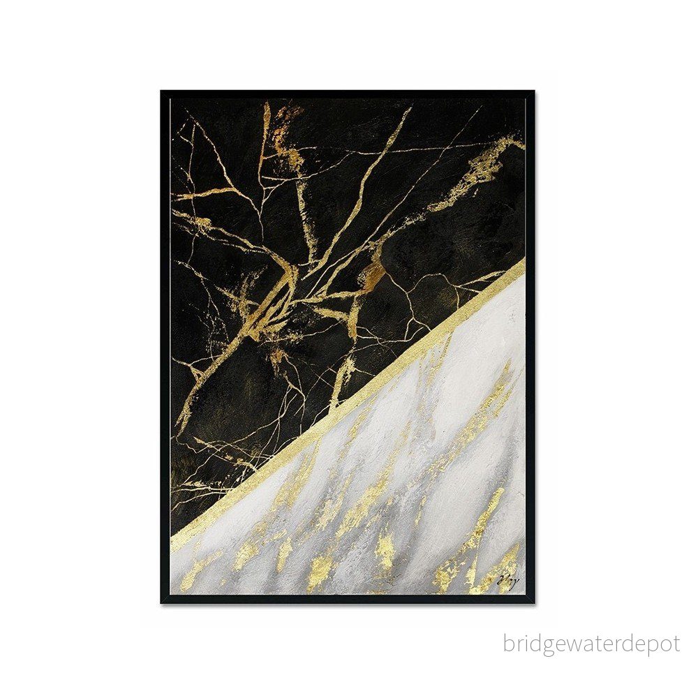 Nástěnný ručně malovaný obraz JohnsonStyle Gold & Black Marble, 53 x 73 cm v:1283934