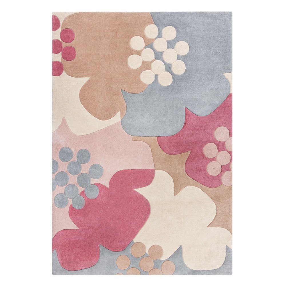 Šedo-růžový koberec Flair Rugs Retro Floral, 120 x 170 cm v:1399419