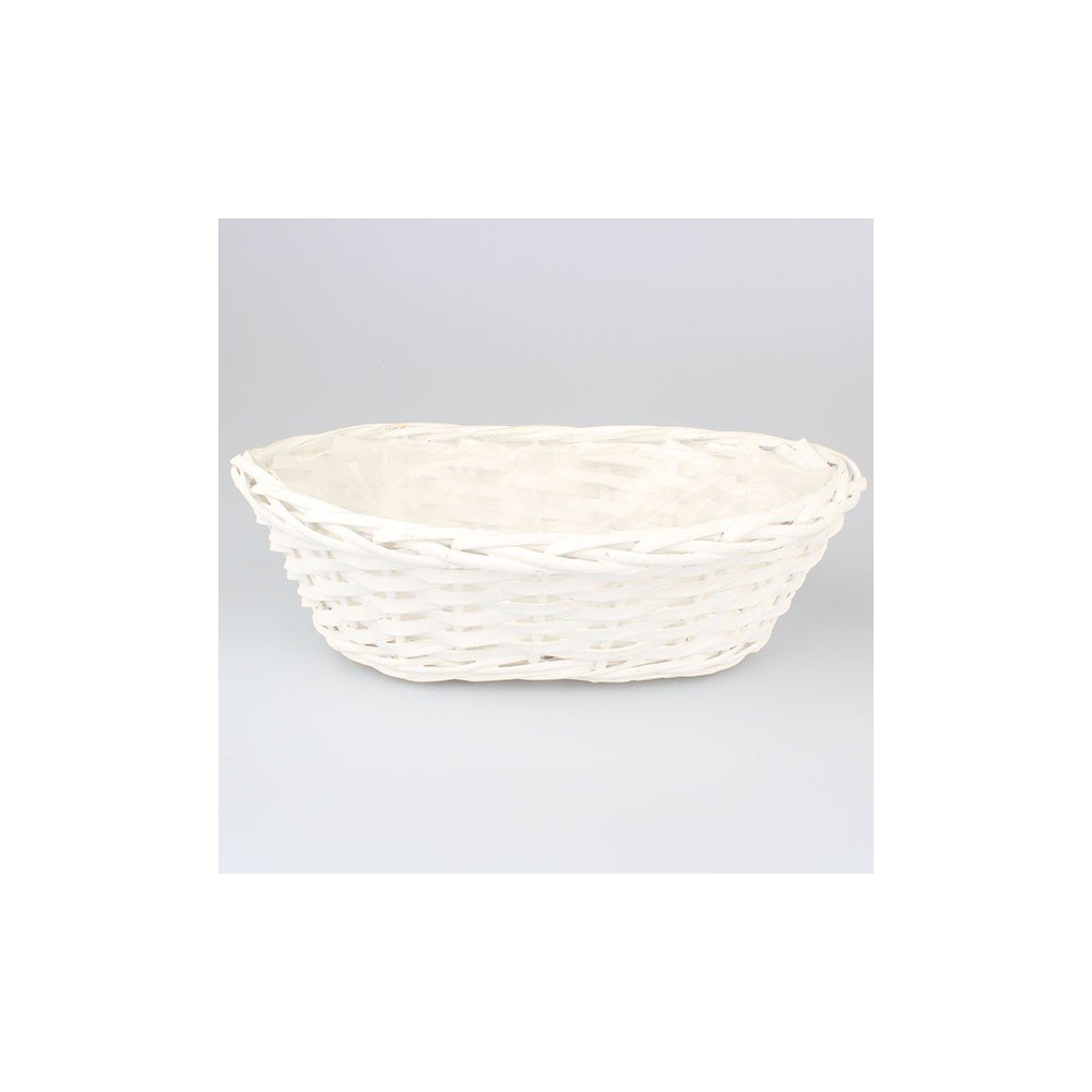 Bílý květináč z vrbového proutí Dakls, délka 40 cm v:846038