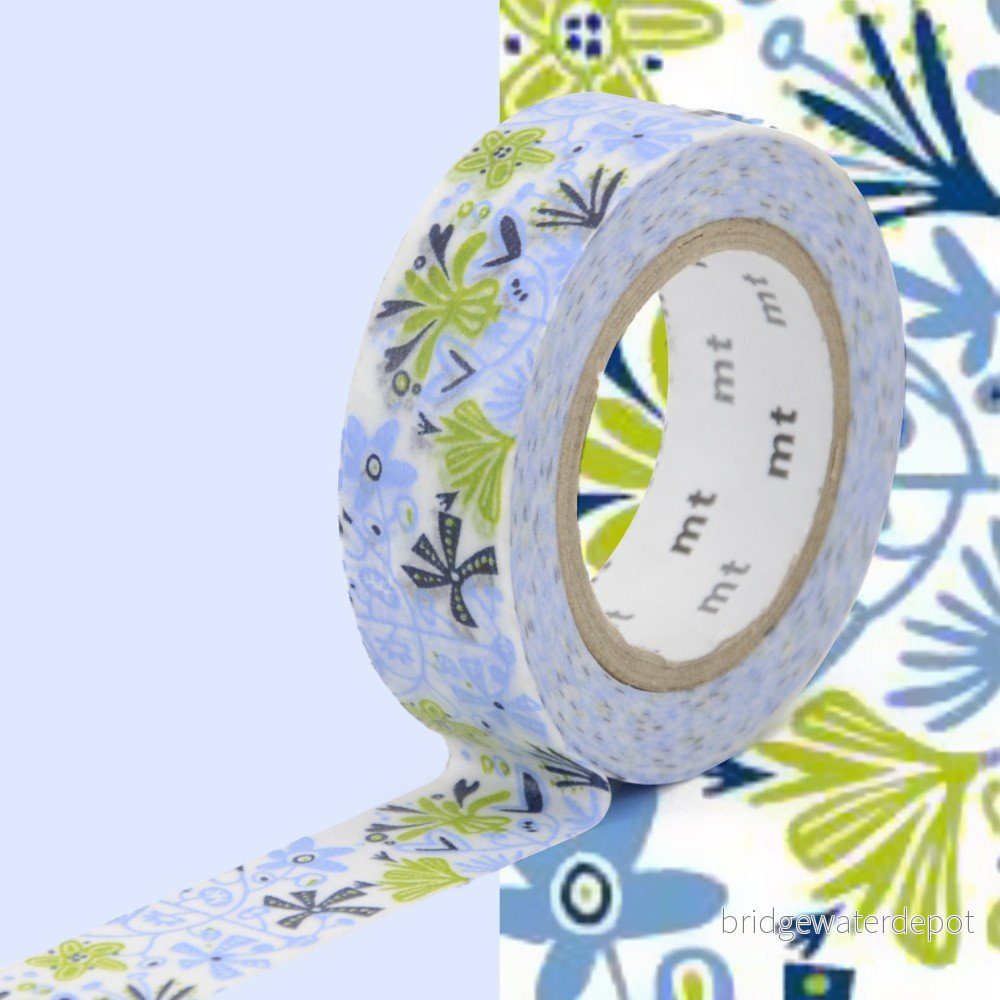 Modro-zelená washi páska MT Masking Tape Beng and Lotta v:843468