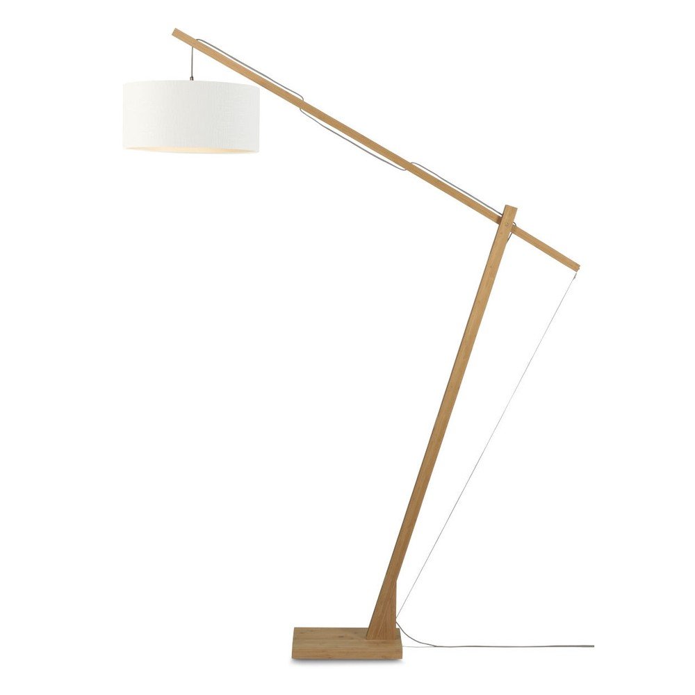 Stojací lampa s bílým stínidlem a konstrukcí z bambusu Good&Mojo Montblanc v:1262546