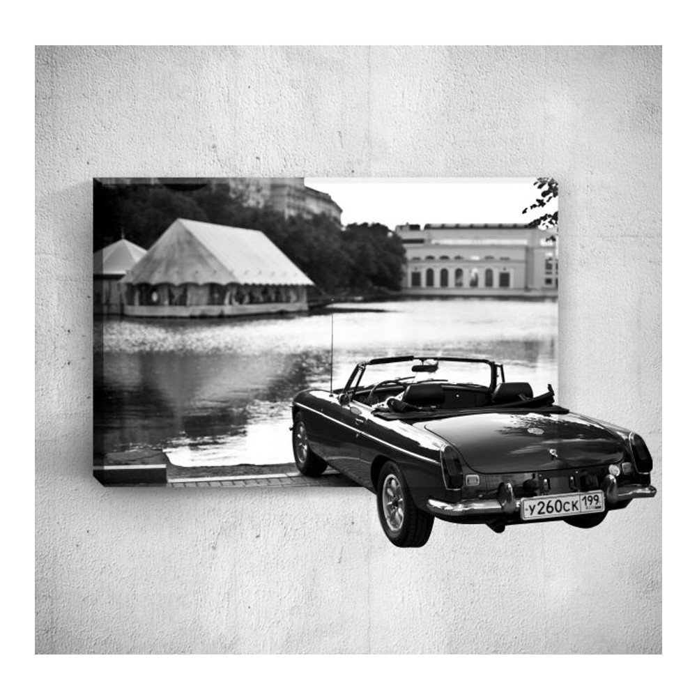 Nástěnný 3D obraz Mosticx Retro BW Car, 40 x 60 cm v:1091140