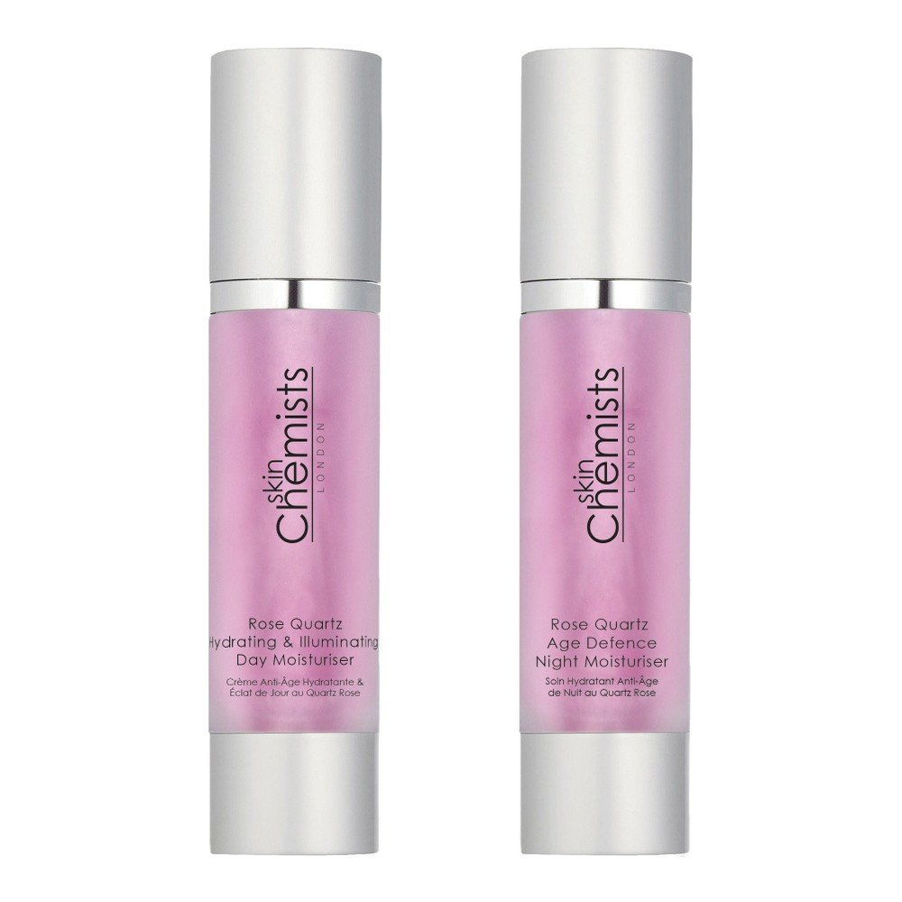 Sada nočního hydratačního krému proti vráskám a hydratačního rozjasňujícího denního krému Skin Chemists Rose Quartz v:871382