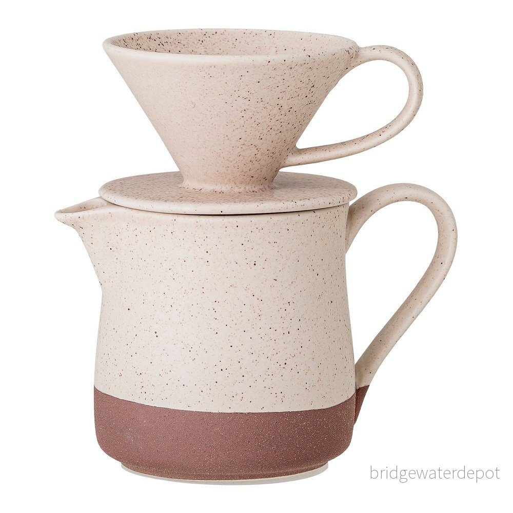 Hnědo-bílá kameninová konvice na kávu s dripperem Bloomingville Franz, 500 ml v:1414745
