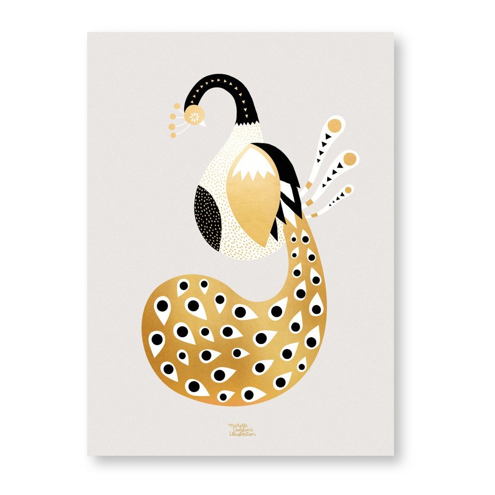 Plakát Michelle Carlslund Gold Peacock, 30,40 cm v:825804