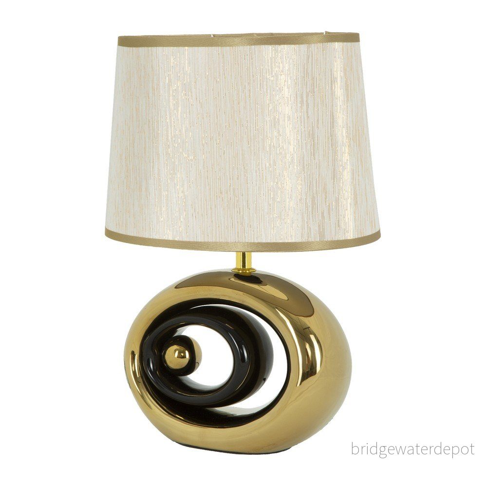 Bílá stolní lampa s konstrukcí ve zlaté barvě Mauro Ferretti Oval v:1177636