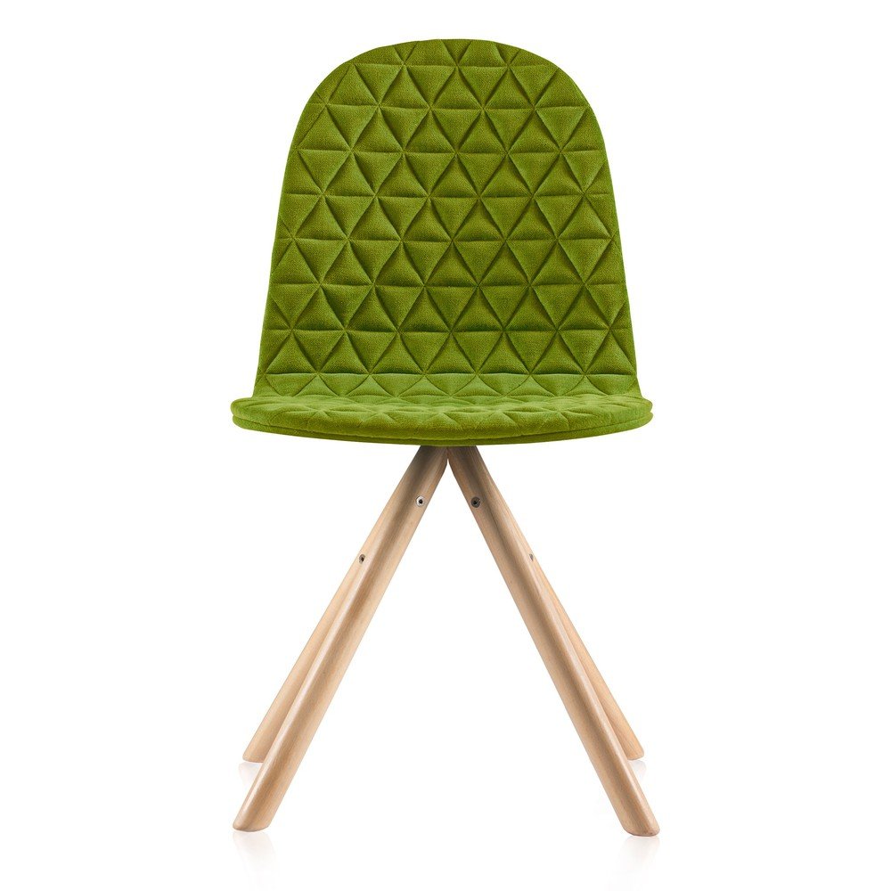 Zelená židle s přírodními nohami Iker Mannequin Triangle v:746472