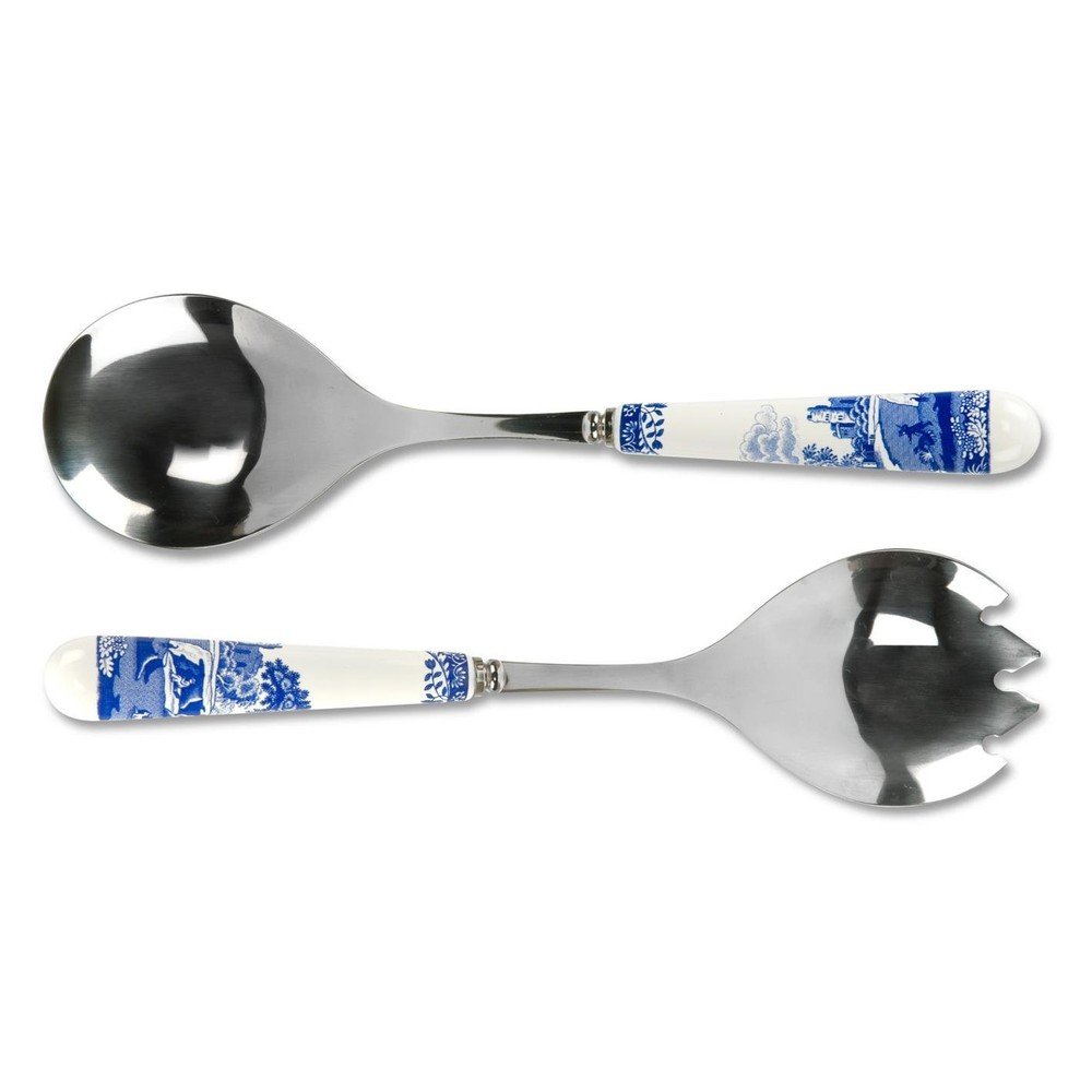 Sada 2 salátových servírovacích příborů s porcelánovou rukojetí Spode Blue Italian v:1206824