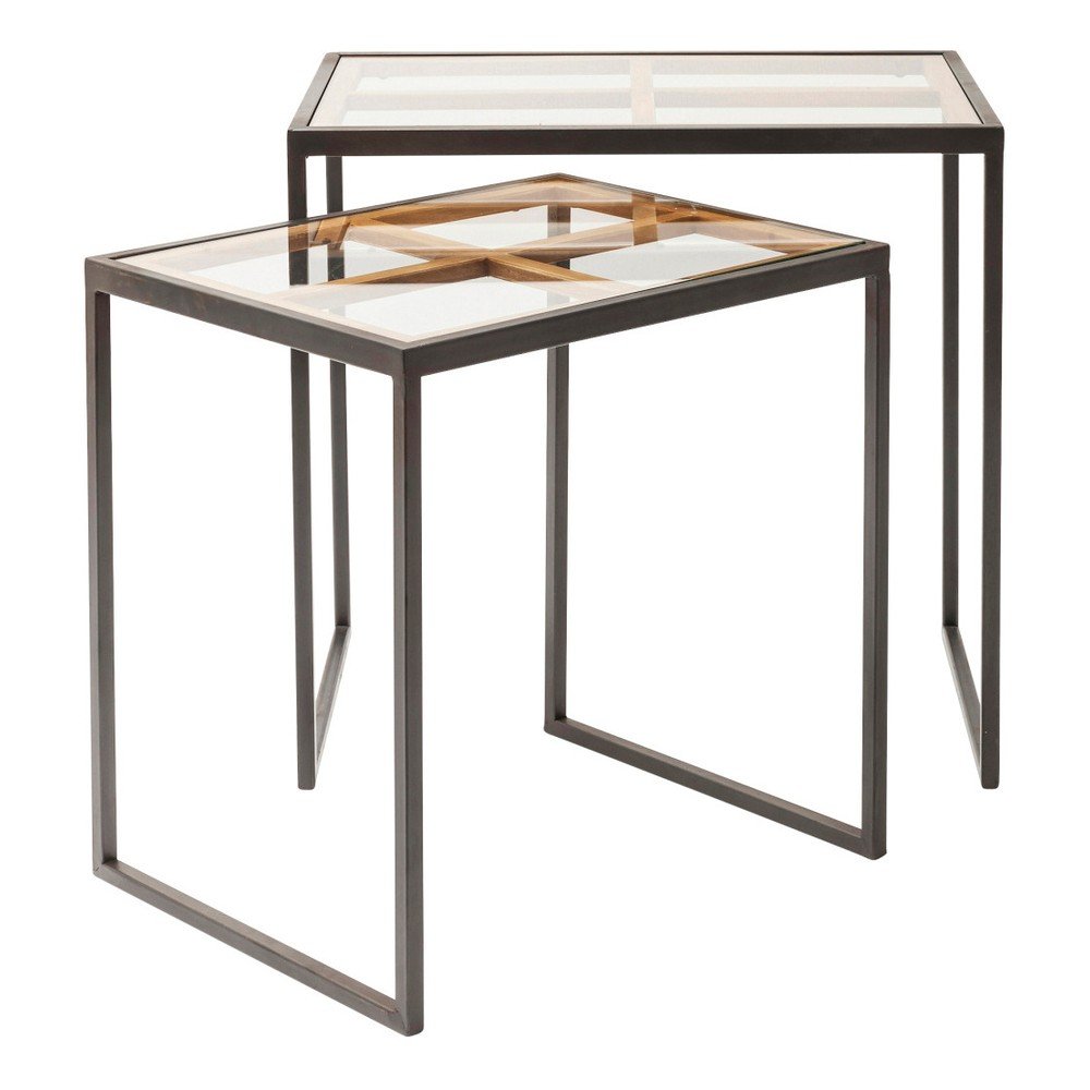Sada 2 odkládacích stolků ze skla a kovu Kare Design Beam v:1085018