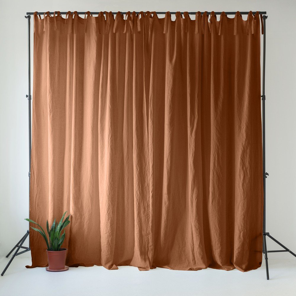 Hnědý lněný závěs 140x250 cm Hazelnut – Linen Tales v:1795796