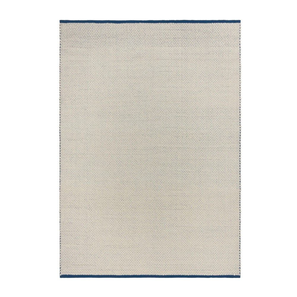 Modrý/béžový ručně tkaný vlněný koberec 140x200 cm Lenu – noo.ma v:1916418