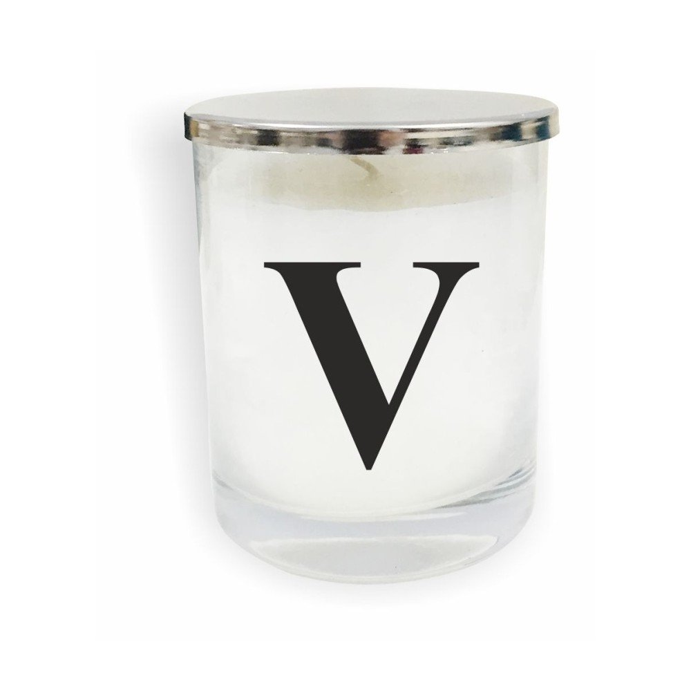 Bílo-černá svíčka North Carolina Scandinavian Home Decors Monogram Glass Candle V v:1193302