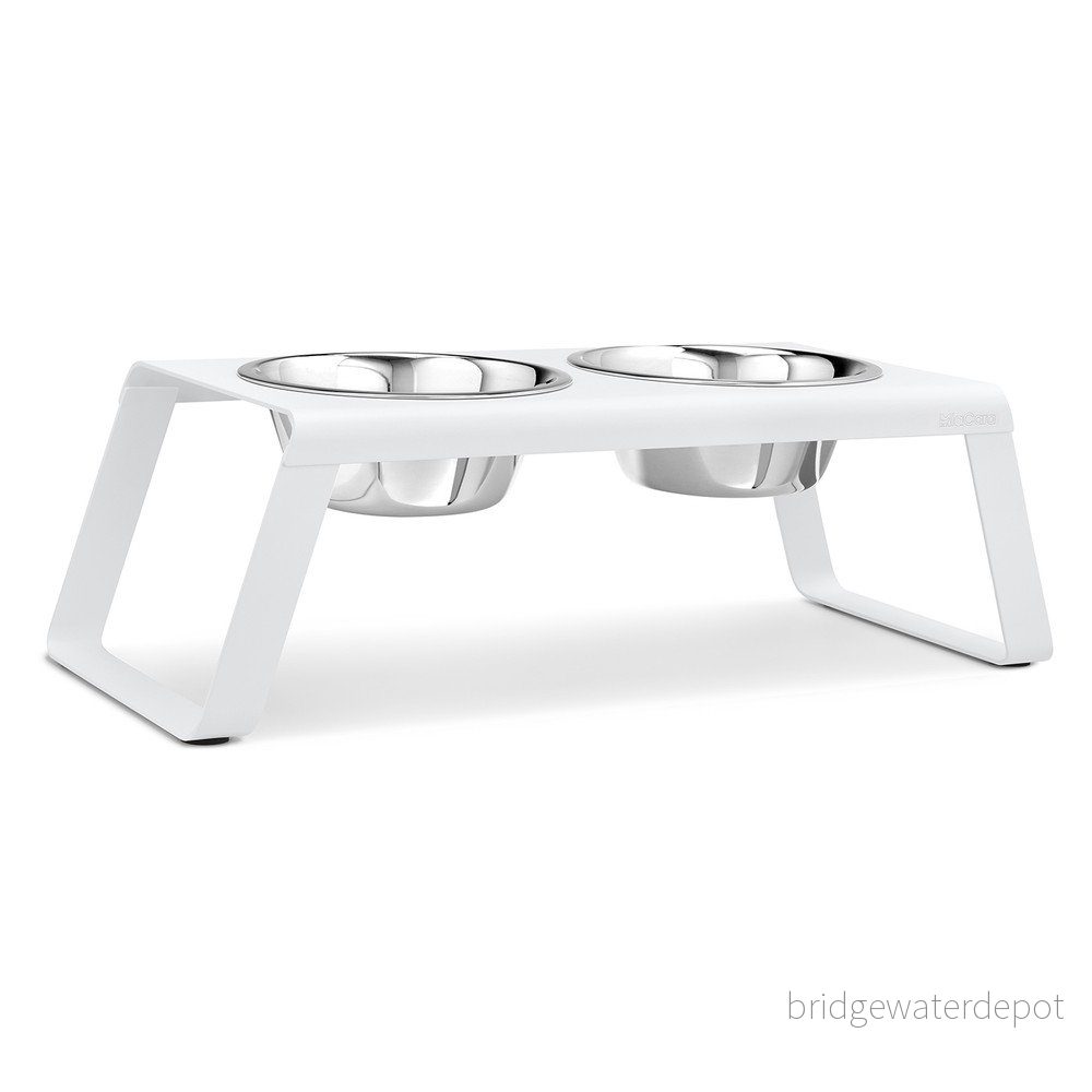 Kovový set misek s podstavcem pro psa Desco White L – MiaCara v:1675584 Kovový set misek s podstavcem pro psa Desco White L – MiaCara v:1675584