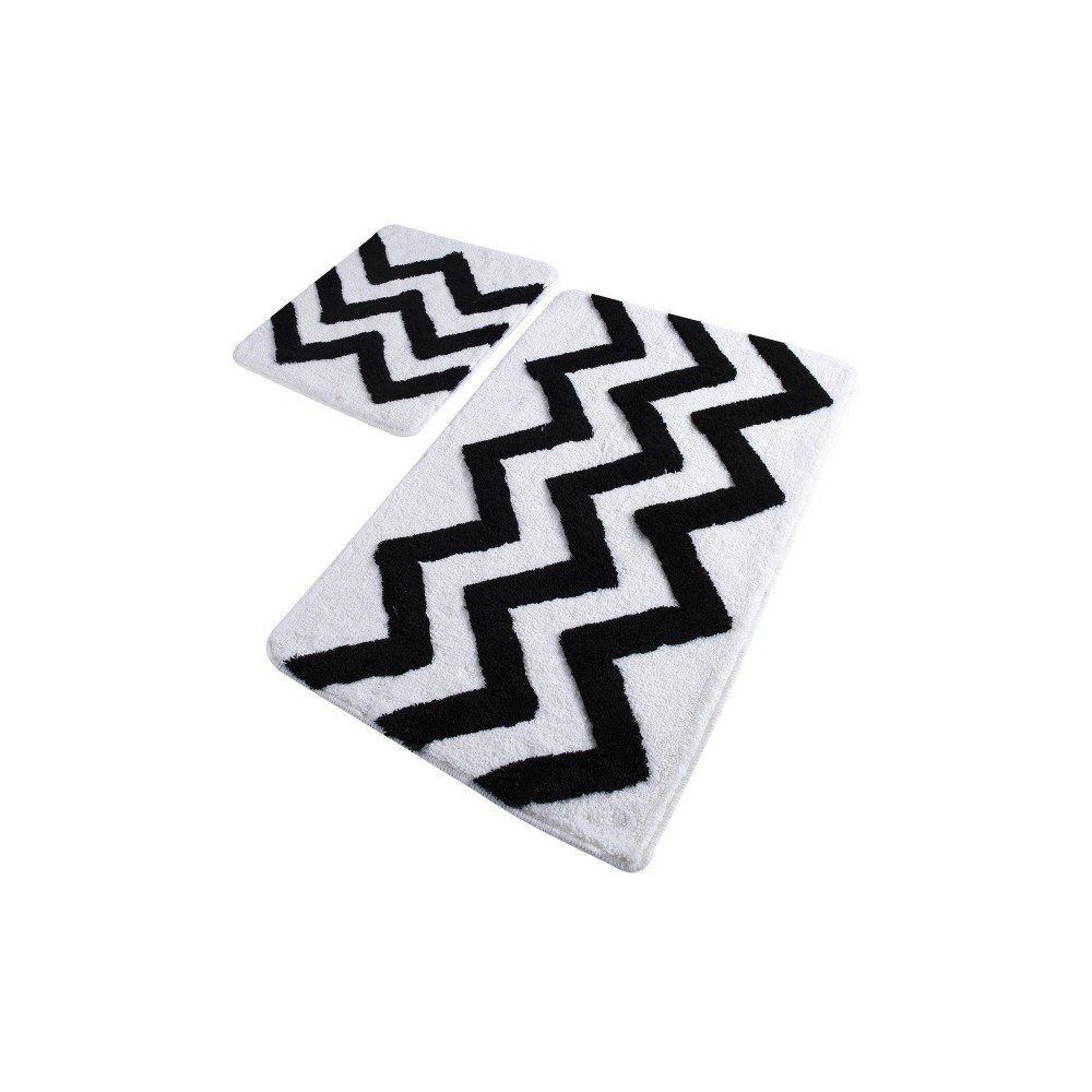 Sada 2 černo-bílých koupelnových předložek Confetti Bathmats Zigzag v:1212866