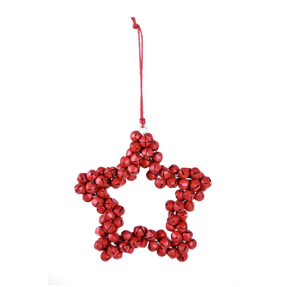 Červená závěsná dekorativní hvězda z kovových rolniček Ego Dekor Bells, výška 9,5 cm v:918830 Červená závěsná dekorativní hvězda z kovových rolniček Ego Dekor Bells, výška 9,5 cm v:918830