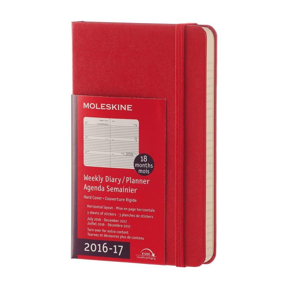 Červený týdenní diář Moleskine Hard, 18 měsíců, malý v:691360