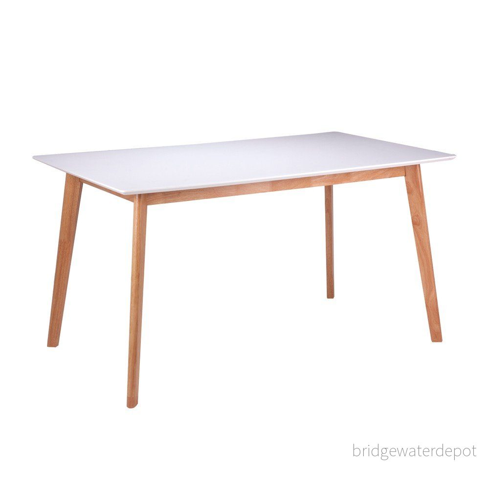 Bílý jídelní stůl s podnožím z kaučukovníkového dřeva sømcasa Marie, délka 140 cm v:1299008 Bílý jídelní stůl s podnožím z kaučukovníkového dřeva sømcasa Marie, délka 140 cm v:1299008