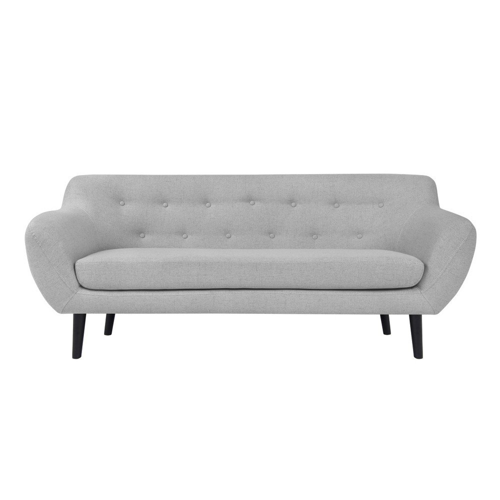 Světle šedá trojmístná pohovka s hnědými nohami Mazzini Sofas Piemont v:811294
