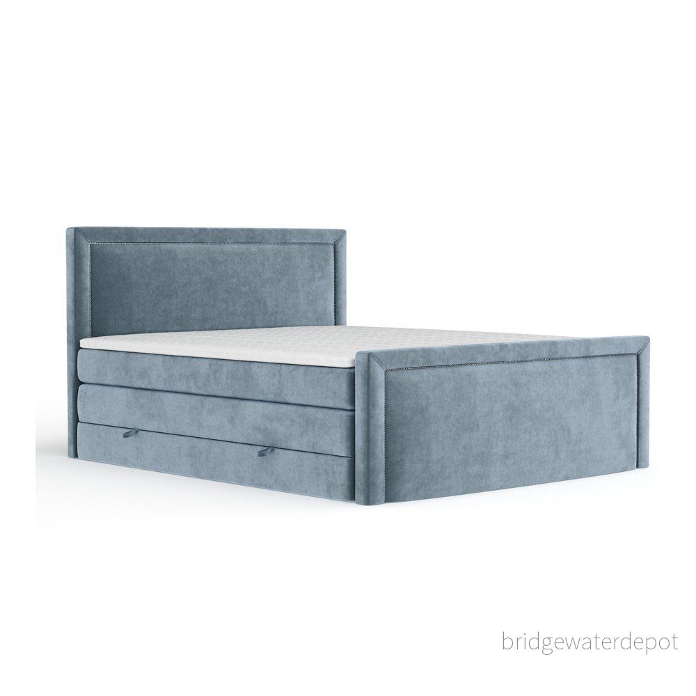 Modrá boxspring postel s úložným prostorem 180x200 cm Lavenda – Maison de Rêve v:1820242