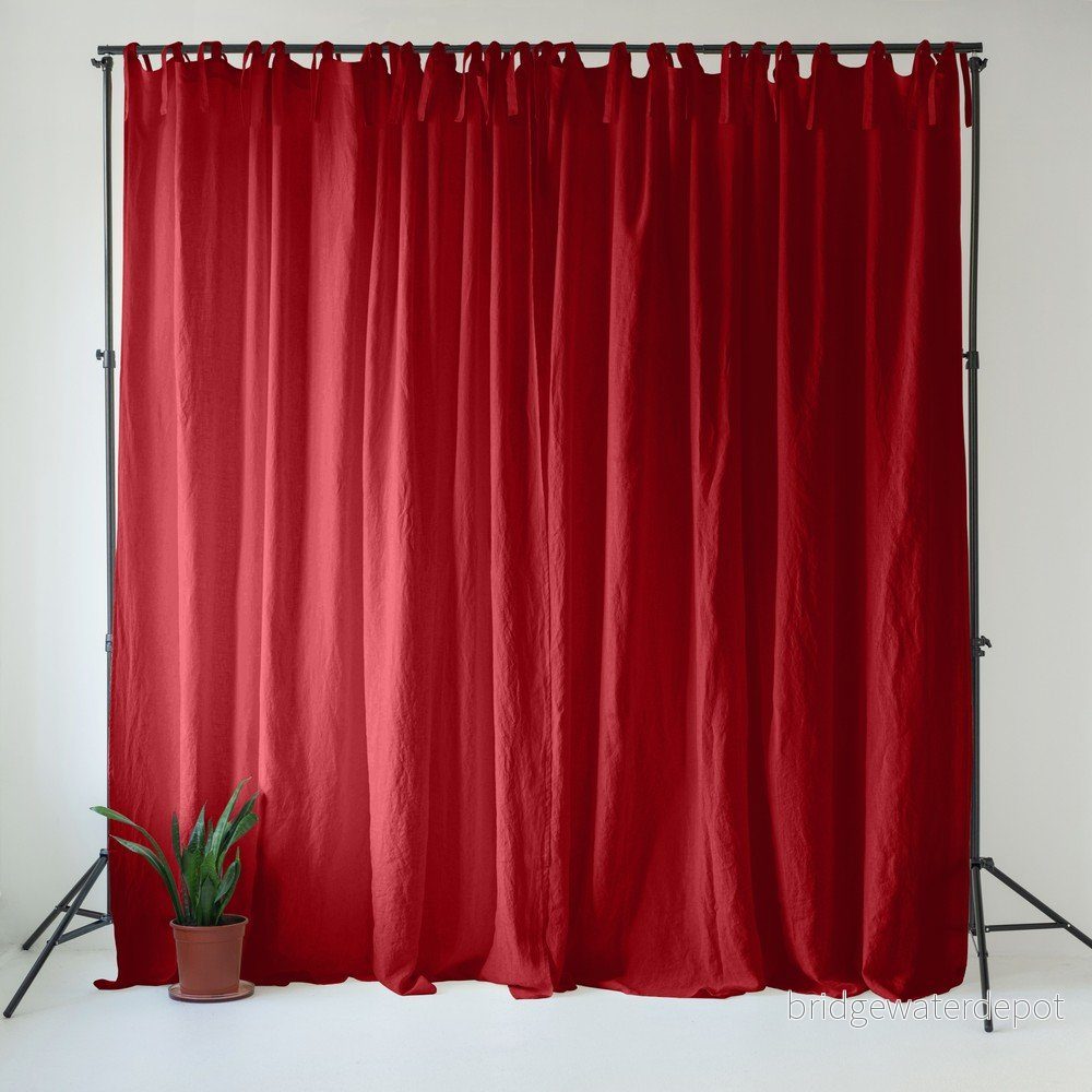 Červený lněný závěs 140x300 cm Lava Falls – Linen Tales v:1795700