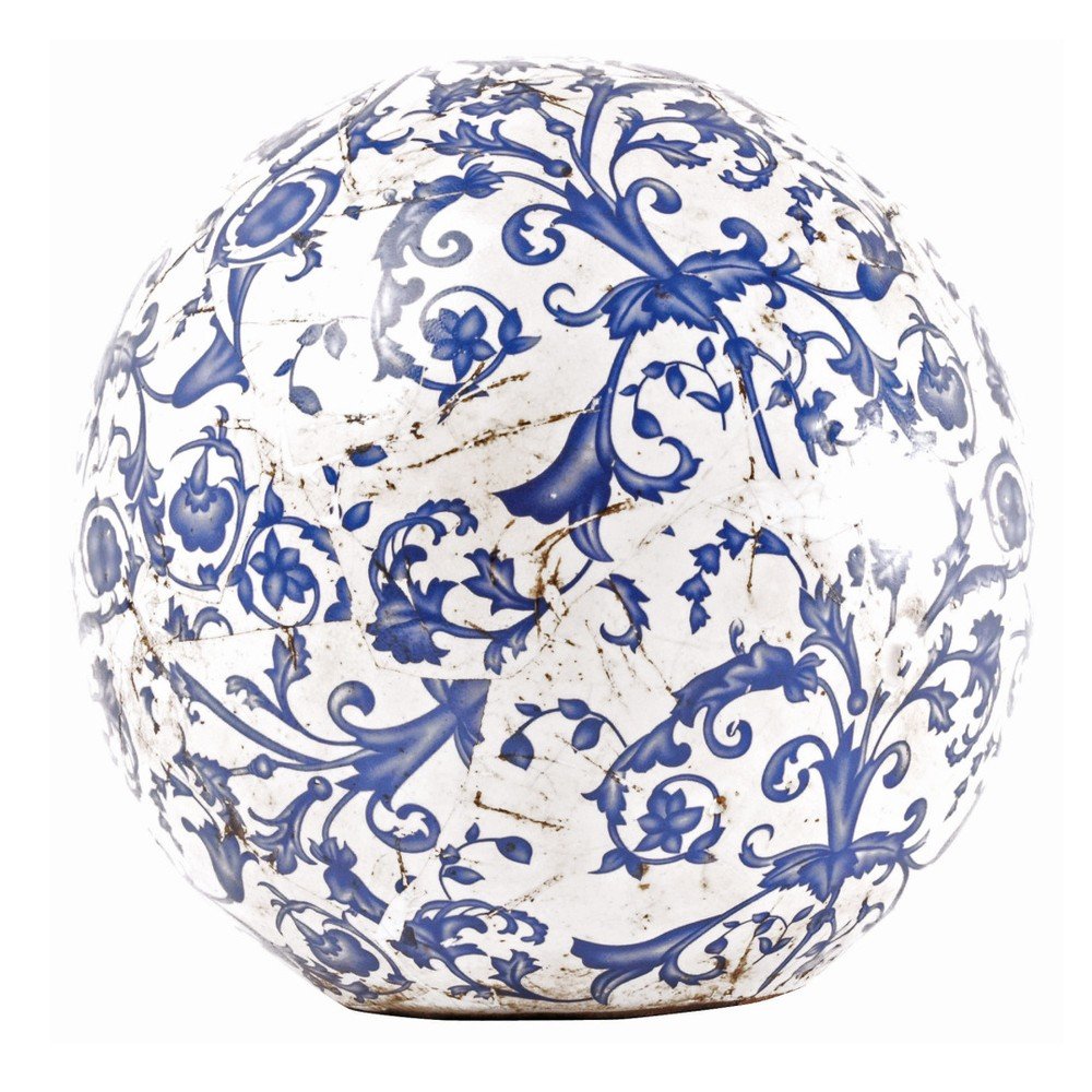 Modro-bílá keramická dekorace Esschert Design, ⌀ 18 cm v:1217576