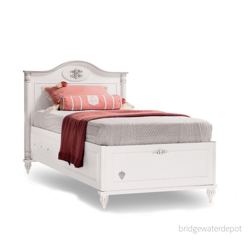 Bílá jednolůžková postel s úložným prostorem Romantica Bed With Base, 90 x 190 cm v:1207862