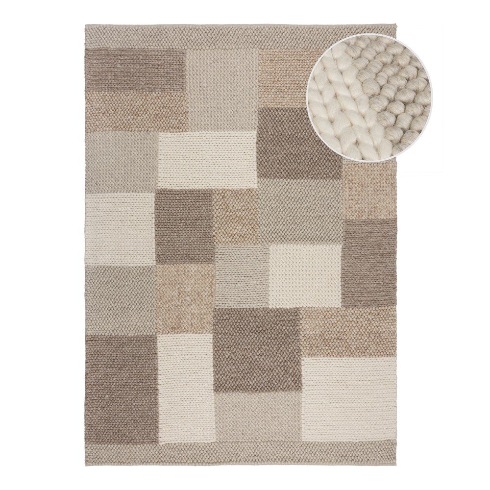 Béžový ručně tkaný koberec s příměsí vlny 120x170 cm Minerals Patchwork – Flair Rugs v:1687426