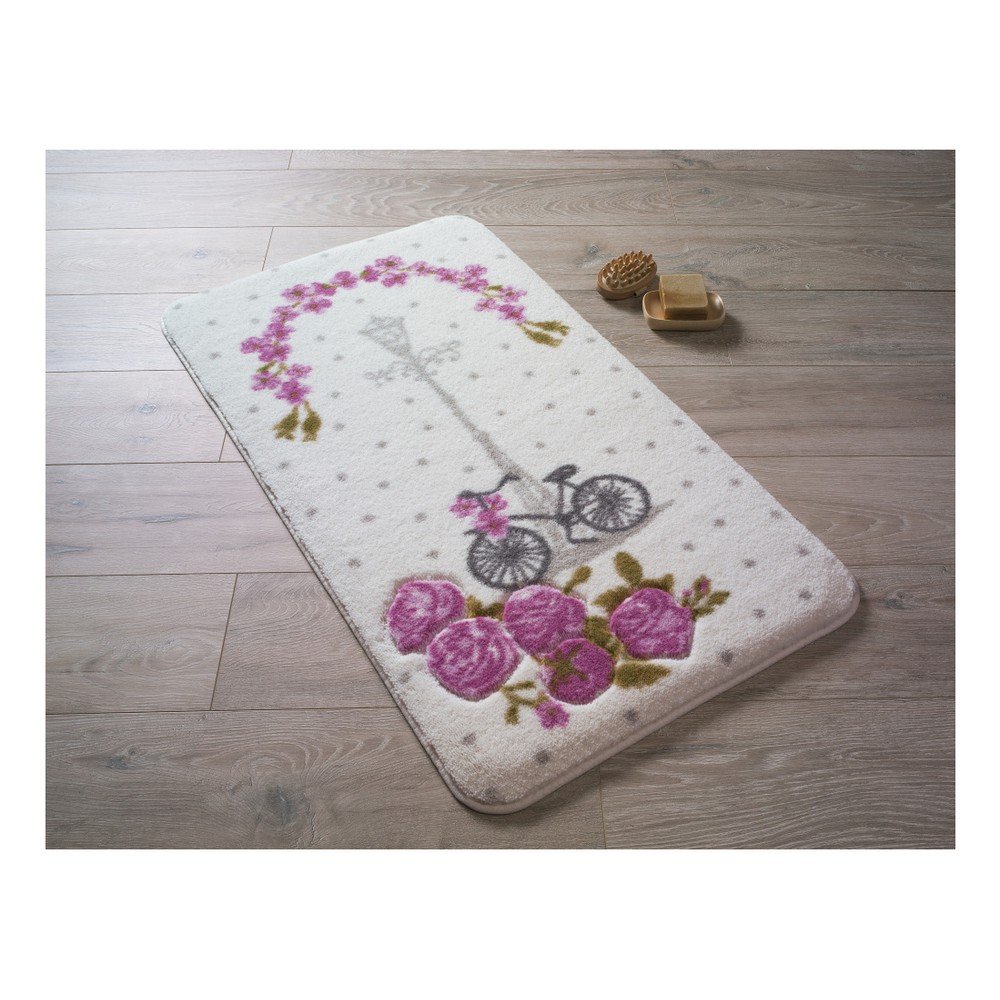 Vzorovaná růžová předložka do koupelny Confetti Bathmats Vintage Bike, 80 x 140 cm v:1042086