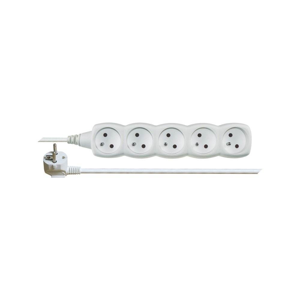 Bílý prodlužovací kabel s 5 zásuvkami EMOS, 5 m v:1397635 Bílý prodlužovací kabel s 5 zásuvkami EMOS, 5 m v:1397635