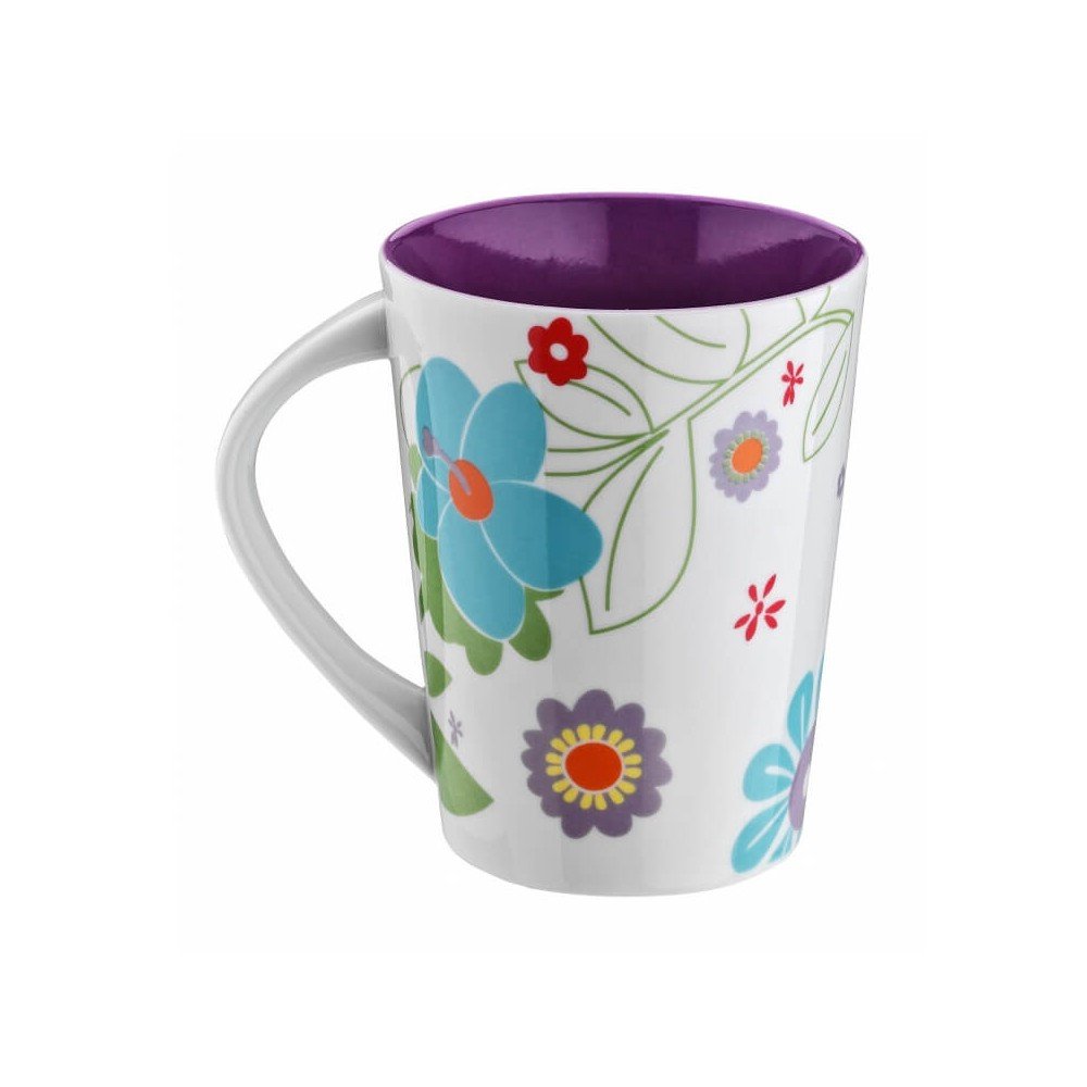 Fialový porcelánový hrnek Flowers, 400 ml v:1268536