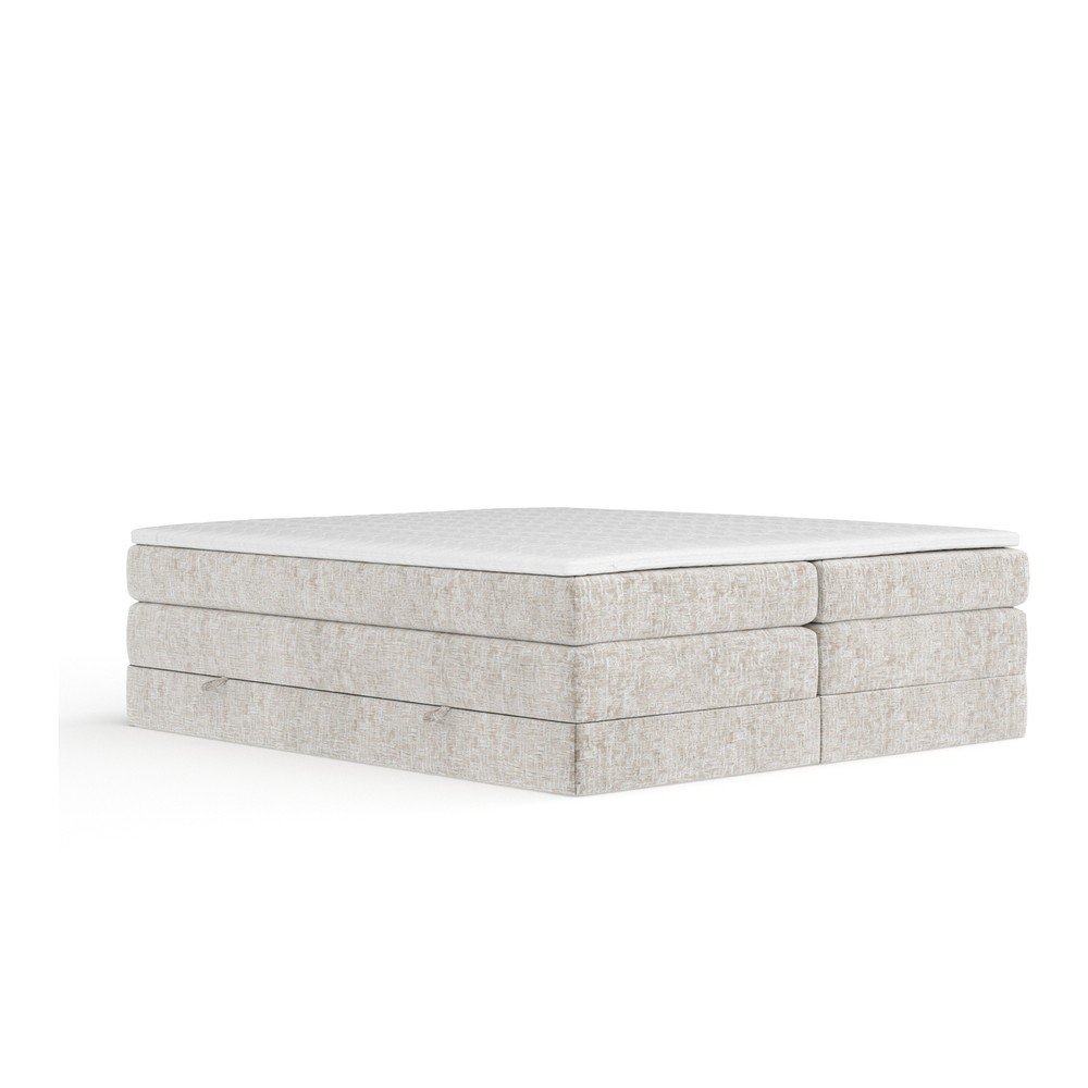 Béžová boxspring postel s úložným prostorem/bez čela 200x200 cm Juniper – Maison de Rêve v:1820190