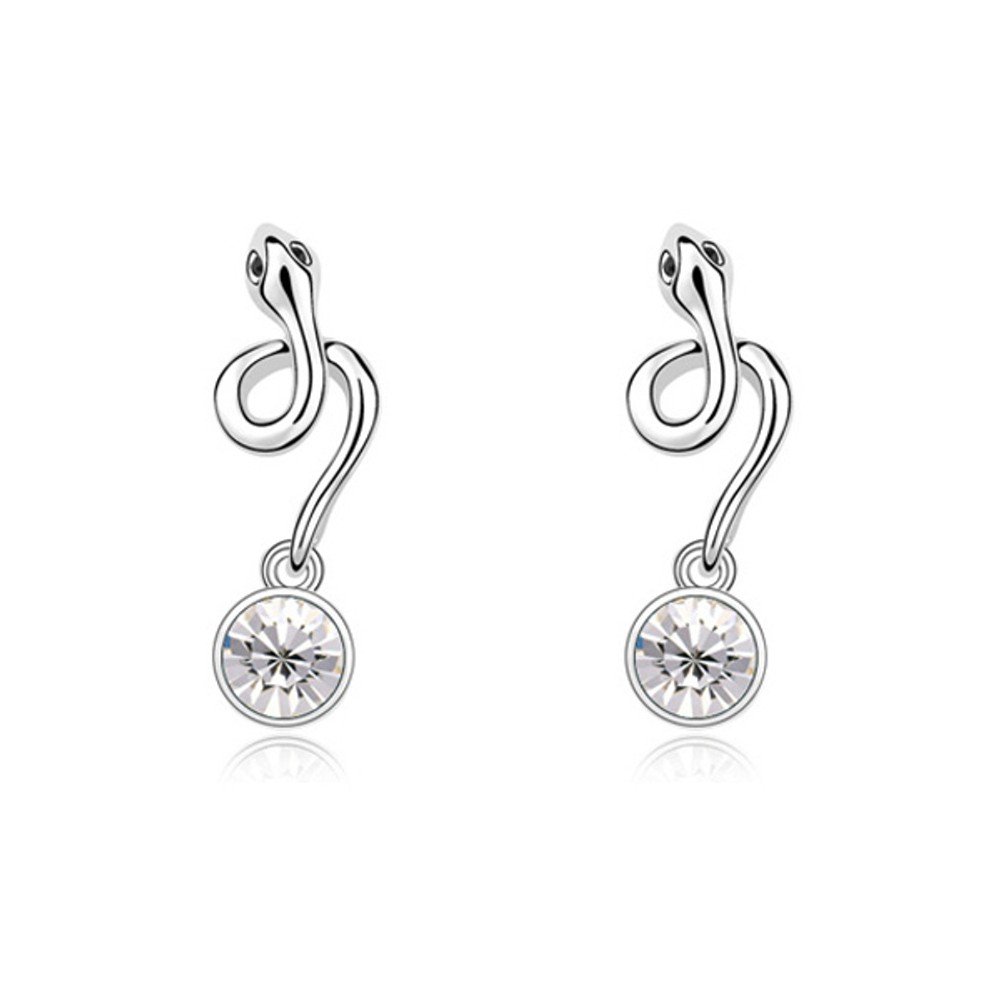 Náušnice s bílými krystaly Swarovski Elements Crystals a bílým zlatem Serpiento v:1169652