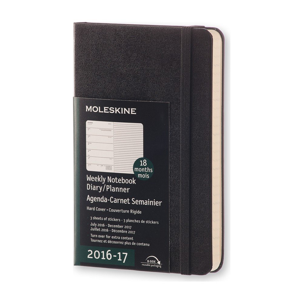 Malý černý týdenní diář Moleskine Hard, 18 měsíců v:691350