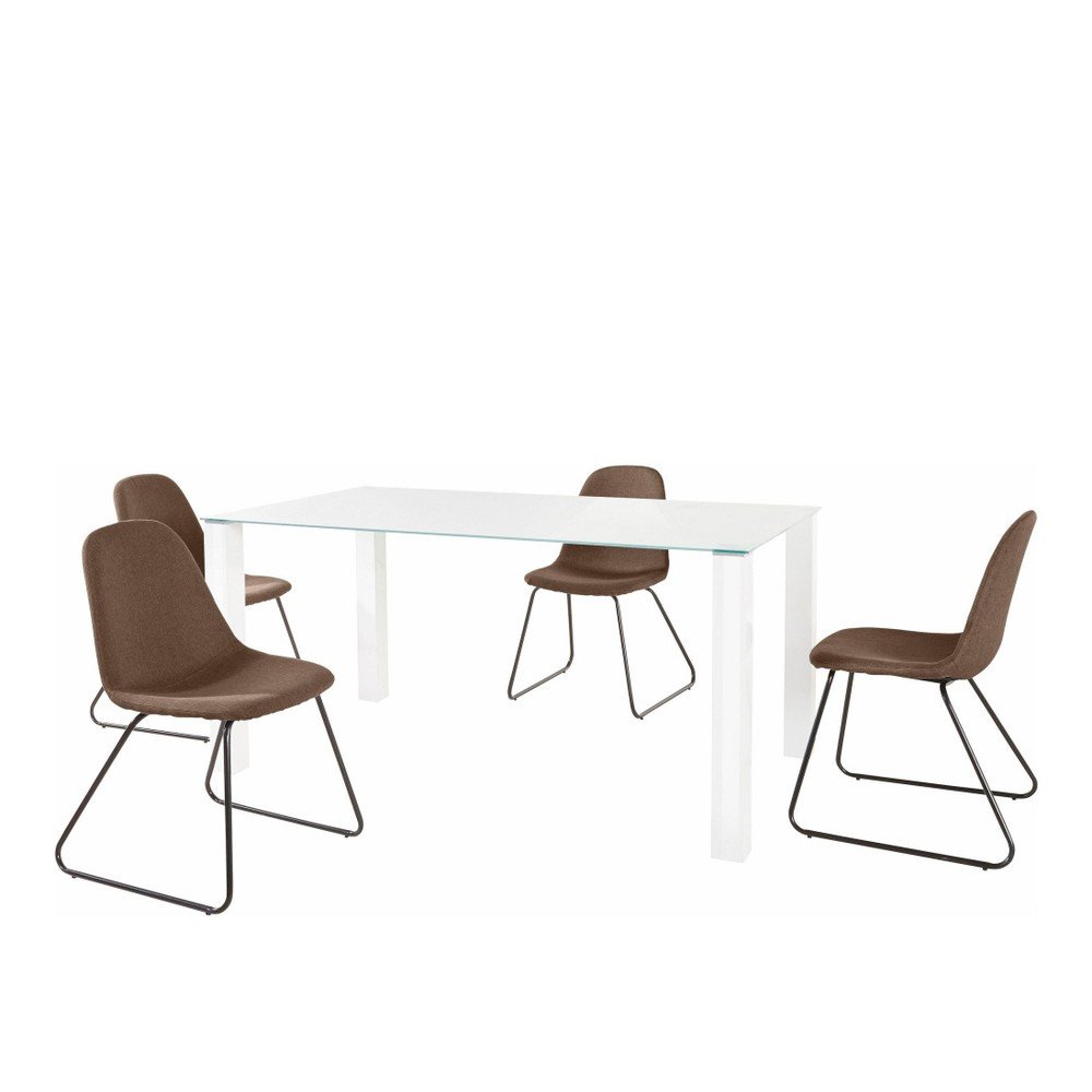 Set bílého jídelního stolu a 4 tmavě hnědých jídelních židlí Støraa Dante Colombo Duro v:1043566