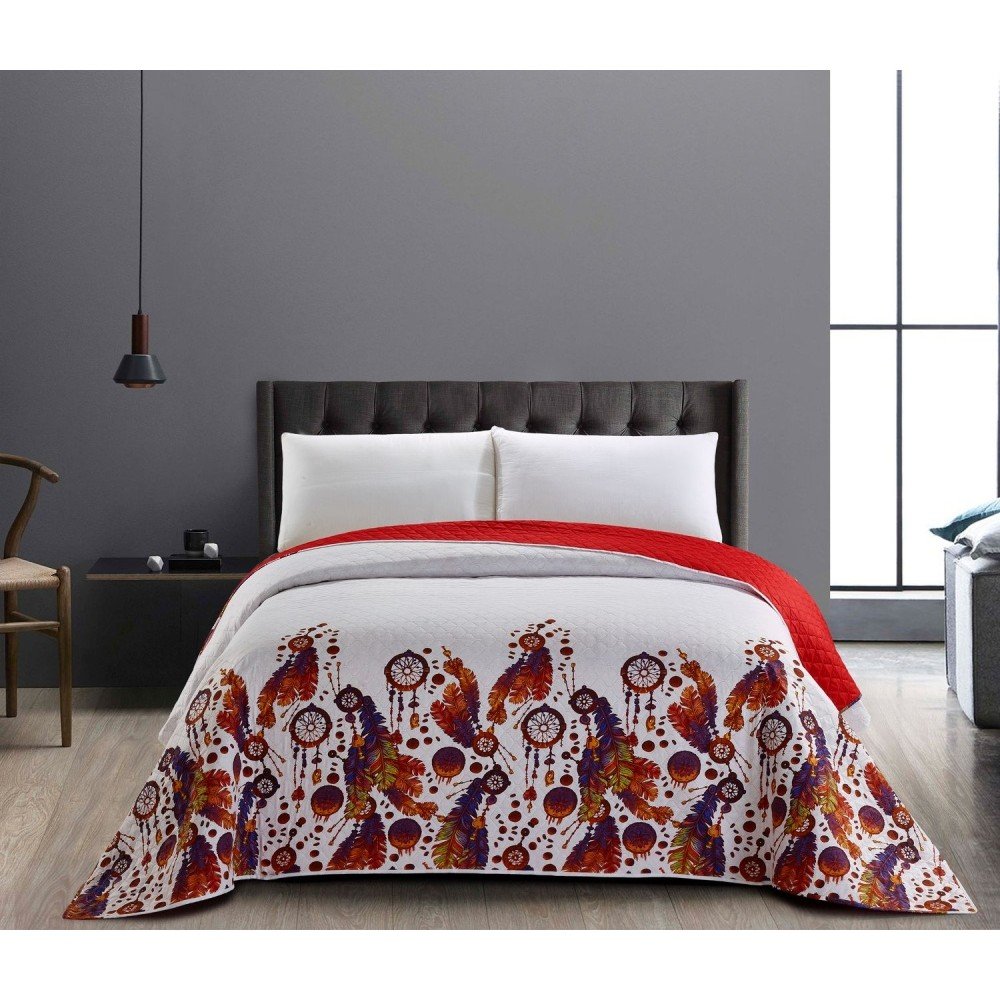 Oboustranný červený přehoz z mikrovlákna DecoKing Boho, 260 x 280 cm v:1189252