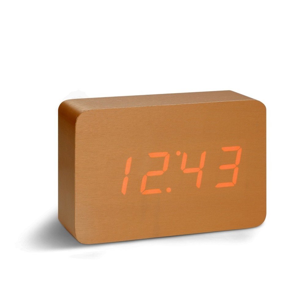 Oranžový budík s červeným LED displejem Gingko Brick Click Clock v:803462