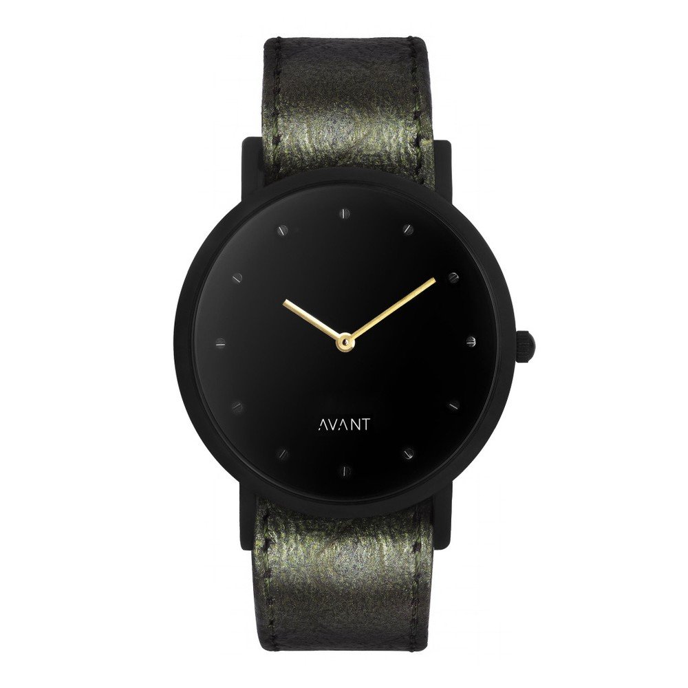 Černé unisex hodinky s tmavě zeleným řemínkem South Lane Stockholm Avant Pure v:872844