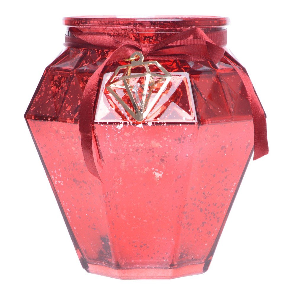 Červený skleněný svícen Ewax, výška 16 cm v:1130430