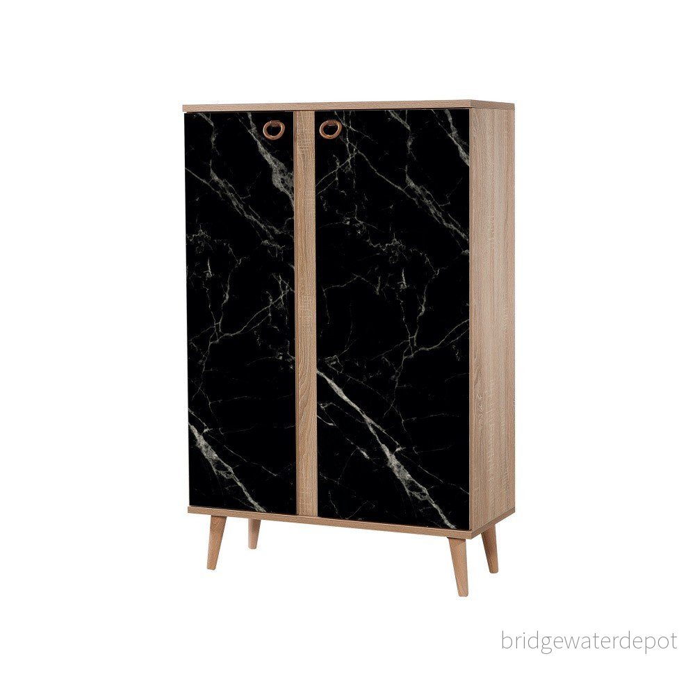 Variabilní dvoudveřová komoda Newbox Black Marble, 126 x 80 cm v:1284652